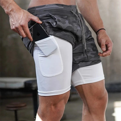 Double-deck Quick Dry Gym Sport Shorts